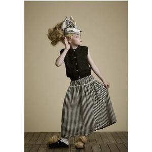 Little Creative Factory Girls Maxi Skirt Size 4 Black White Diamond Print Cotton